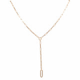 Yellow Gold 14K Paper Clip Drop Necklace 16" - Miral Jewelry