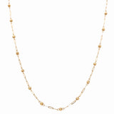 Yellow Gold 14K Paper Clip with Beads Necklace 18" - Miral Jewelry
