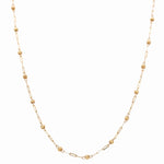 Yellow Gold 14K Paper Clip with Beads Necklace 22" - Miral Jewelry