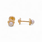 Yellow Gold 14k Stud with Pearl Stud Earrings - Miral Jewelry