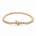 Yellow Gold 14K Tennis Diamond Women's Bracelet with 1.00Tw Round Diamonds - Miral Jewelry