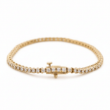 Yellow Gold 14K Tennis Diamond Women's Bracelet with 1.00Tw Round Diamonds - Miral Jewelry