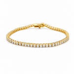 Yellow Gold 14K Tennis Diamond Women's Bracelet with 3.00Tw Round Diamonds - Miral Jewelry