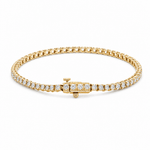 Yellow Gold 14K Tennis Diamond Women's Bracelet with 3.00Tw Round Diamonds - Miral Jewelry