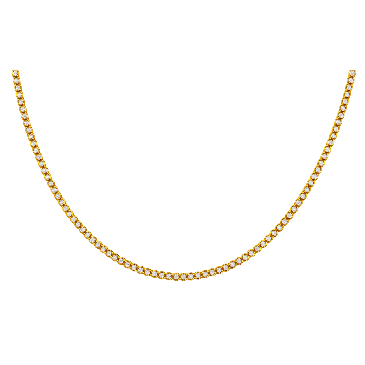 Yellow Gold 14K Tennis Necklace with Cz 16" - Miral Jewelry