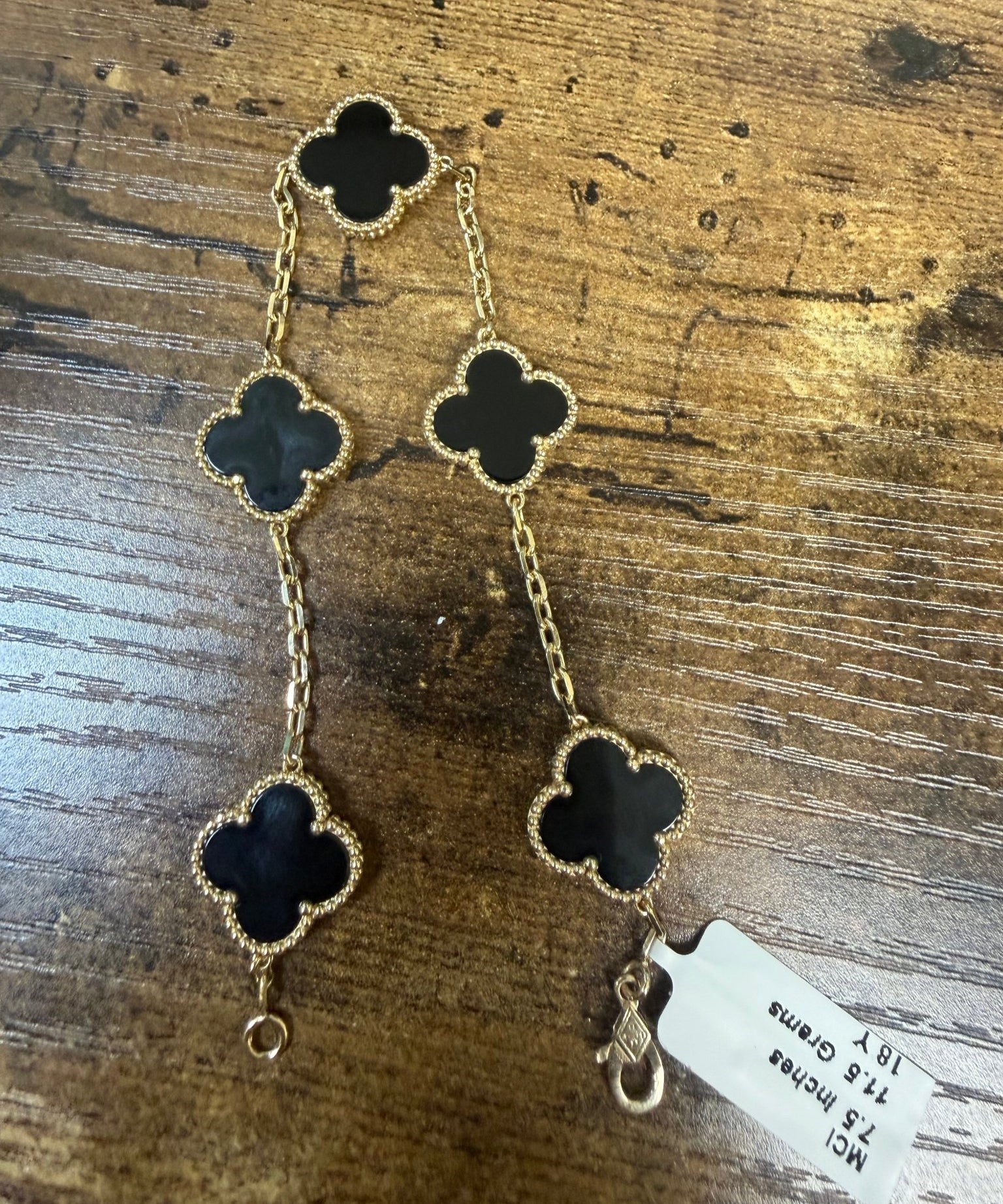 Yellow gold 18k green clover bracelet - Miral Jewelry
