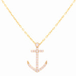 Yellow Gold Necklace with Anchor Pendant 14K with 0.85Tw Round Diamonds - Miral Jewelry