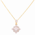 Yellow Gold Necklace with Diamond Pendant 14K with 0.50Tw Round Diamonds and 0.08Tw Round Sapphires - Miral Jewelry