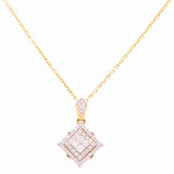 Yellow Gold Necklace with Diamond Pendant 14K with 0.50Tw Round Diamonds and 0.08Tw Round Sapphires - Miral Jewelry