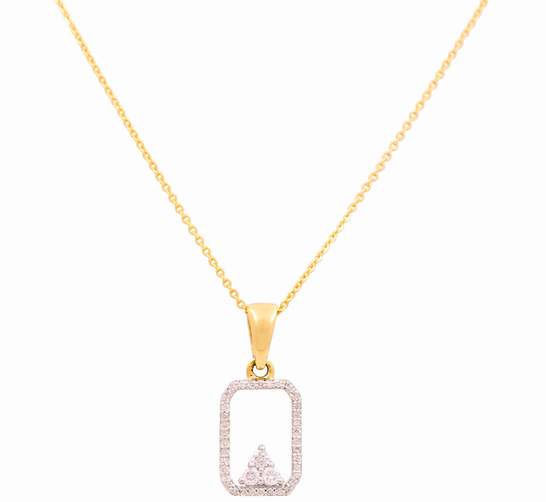 Yellow Gold Necklace with Fashion Diamond Pendant 10K with 0.20Tw Round Diamonds - Miral Jewelry
