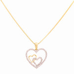 Yellow Gold Necklace with Heart Diamond Pendant 10K with 0.37Tw Round Diamonds - Miral Jewelry