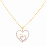 Yellow Gold Necklace with Heart Diamond Pendant 10K with 0.37Tw Round Diamonds - Miral Jewelry