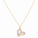Yellow Gold Necklace with Heart Pendant 10K with 0.33Tw Round Diamonds - Miral Jewelry