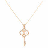 Yellow Gold Necklace with Key Pendant 14K with 0.28Tw Round Diamonds - Miral Jewelry