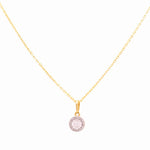 Yellow Gold Necklace with Round Diamond Pendant 10K with 0.10Tw Round Diamonds - Miral Jewelry