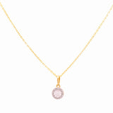 Yellow Gold Necklace with Round Diamond Pendant 10K with 0.10Tw Round Diamonds - Miral Jewelry