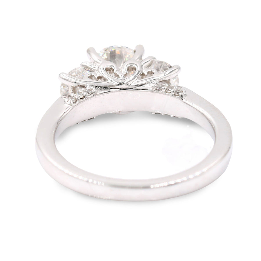 White 14 Karat 3 Stone Diamond Engagement Ring