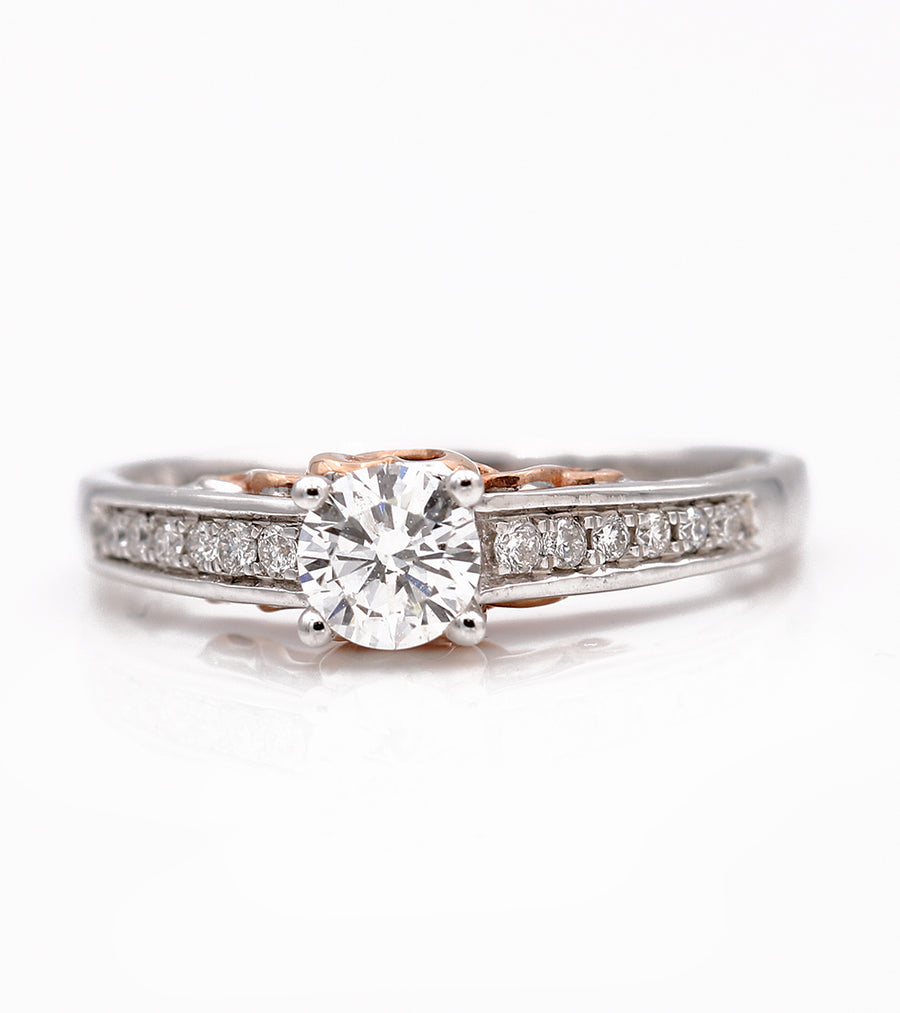 White Gold 14k Cocktail Diamond Engagement Ring With 0.37Tw Round F/G Si1 Diamonds And 0.14Tw Round Diamonds