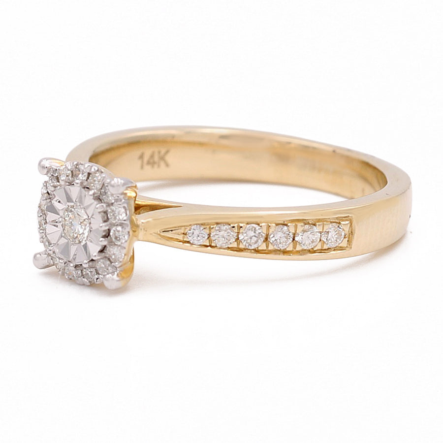 14k Yellow Gold Contemporary Diamond Engagement With 0.25Tw Round Diamonds