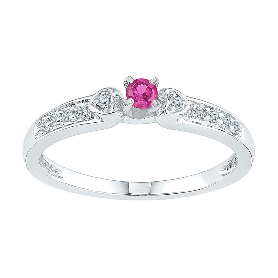 Sterling Silver Womens Round Lab-Created Pink Sapphire Solitaire Ring 1/4 Cttw