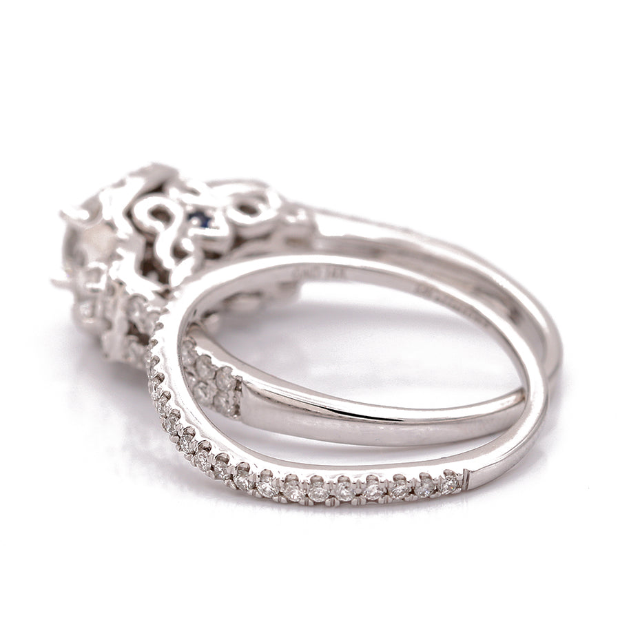 White Gold Halo Diamond Bridal Set with 1.50 Tw Round Diamond