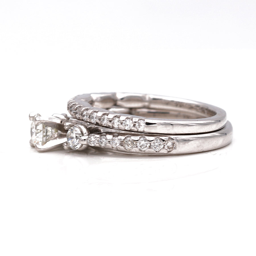 White Gold14k Modern Diamond Bridal Set With 0.45Tw Round Diamonds And 0.80Tw Round Diamonds