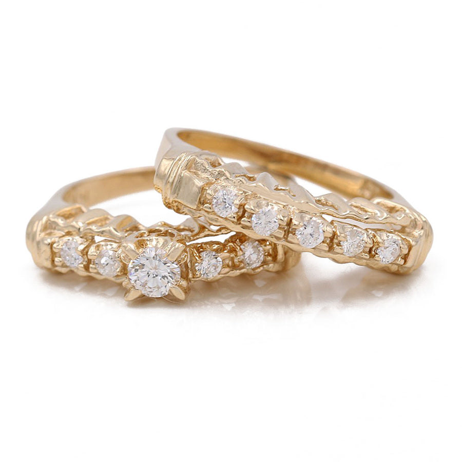 14k Yellow Gold Contemporary Diamond Bridal Set