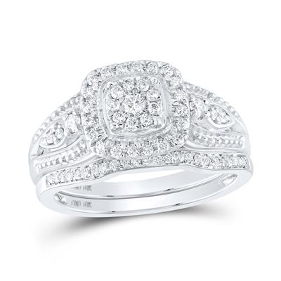 Round Diamond Bridal Wedding Ring Set 3/8 Cttw