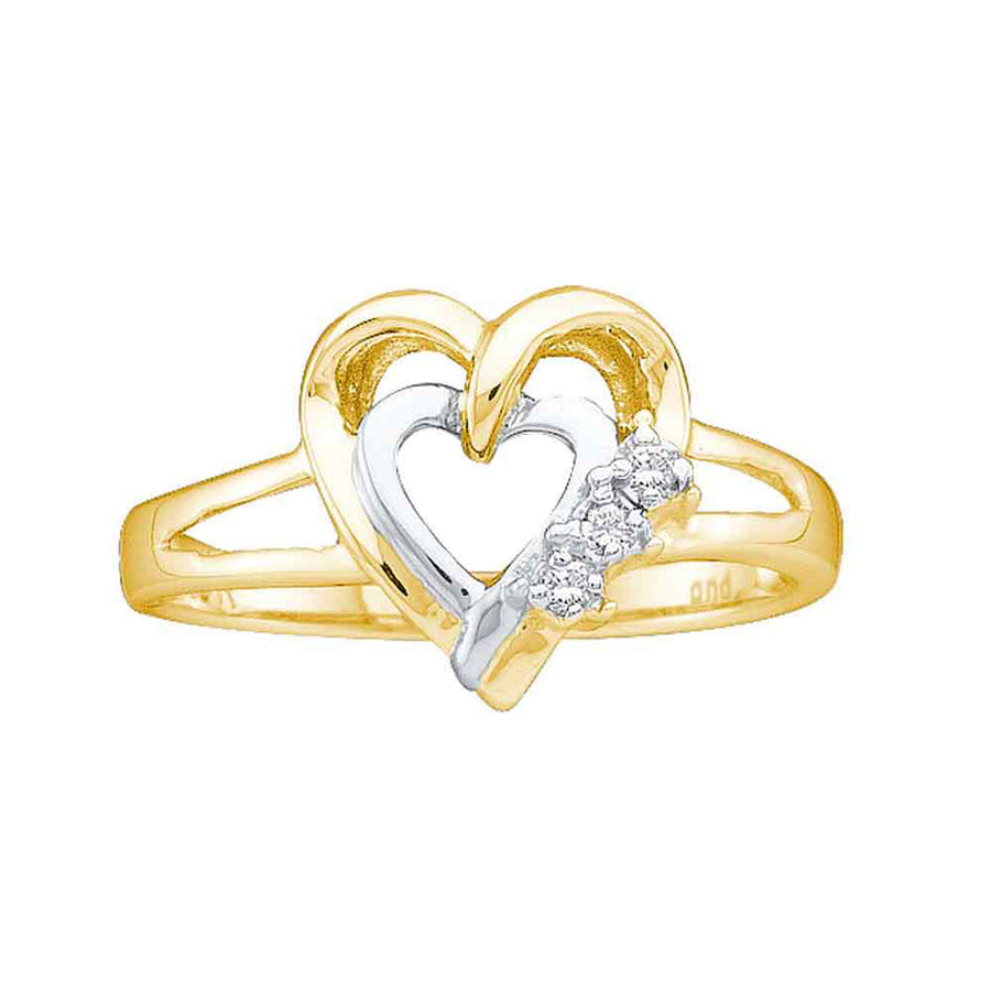 Two-tone Sterling Silver Womens Round Diamond Double Heart Ring .03 Cttw Size 9