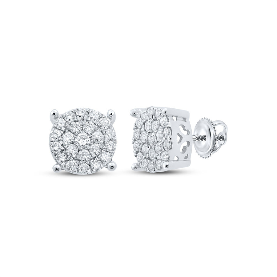 White Gold 10k Fashion Stud Earrings With 0.75tw Of Diamonds