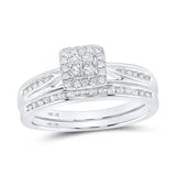 Diamond Square Cluster Bridal Wedding Ring Set 1/4 Cttw Miral Jewelry