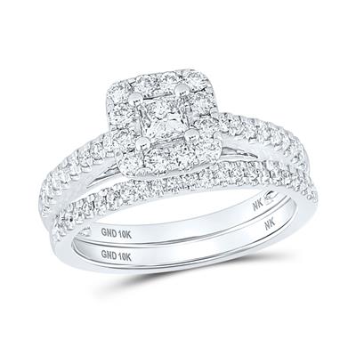 Princess Diamond Halo Bridal Wedding Ring Set 1 Cttw (Certified)