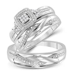 Round Diamond Cluster Matching Wedding Ring Set 1/10 Cttw Miral Jewelry
