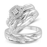 Round Diamond Cluster Matching Wedding Ring Set 1/10 Cttw Miral Jewelry