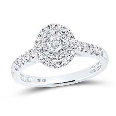 Oval Diamond Halo Bridal Engagement Ring 1/2 Cttw (Certified)