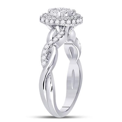 White 10 Karat Bridal Diamond Fashion Ring With 0.75Tw Round Diamonds