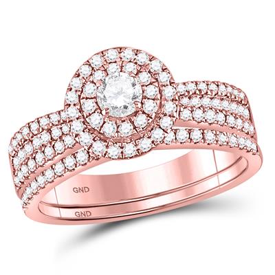 Round Diamond Bridal Wedding Ring Set 7/8 Cttw