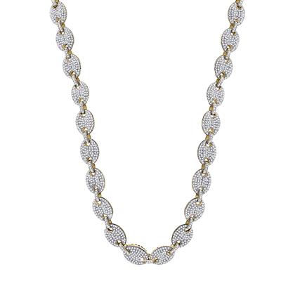 10k Yellow Gold Round Diamond Link Chain Necklace 14-1/5 Cttw