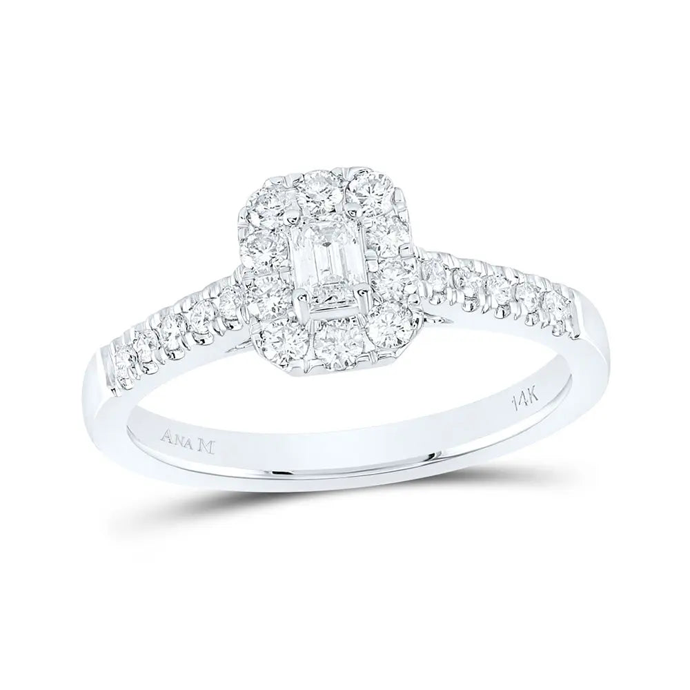 Emerald Diamond Halo Bridal Engagement Ring 1/2 Cttw (Certified) Miral Jewelry