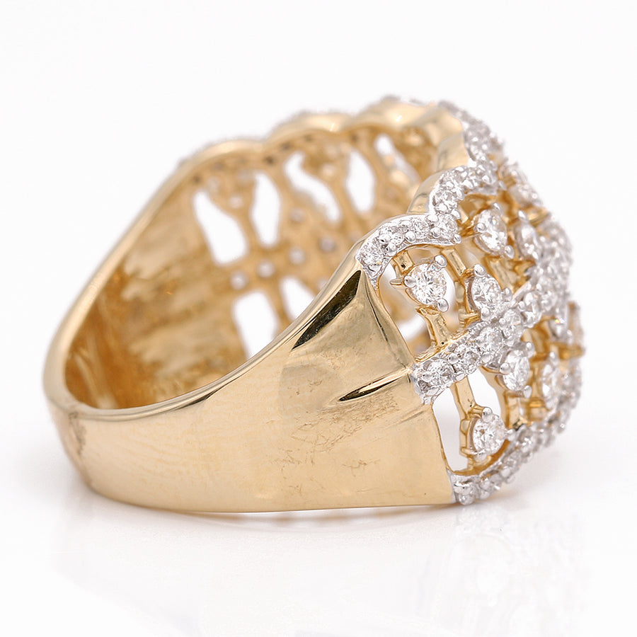 Yellow Gold  Diamond Fashion Ring with 1.00 Tw Round Diamond
