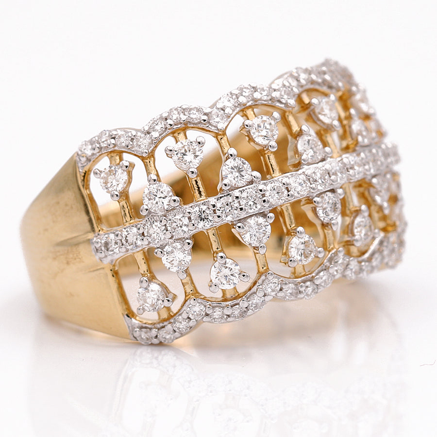 Yellow Gold  Diamond Fashion Ring with 1.00 Tw Round Diamond