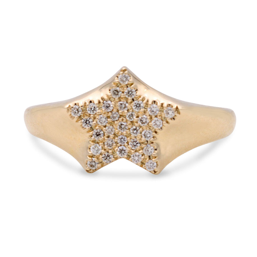 Yellow Gold 14k Star Diamond Fashion Ring With 0.15Tw Round Diamonds