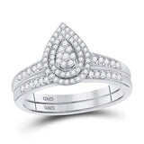 Round Diamond Pear-shape Bridal Wedding Ring Set 1/3 Cttw Miral Jewelry