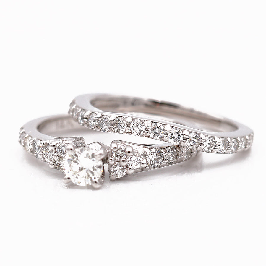 Miral Jewelry's White Gold 14k Bridal Set Rings with Diamonds, for women.
