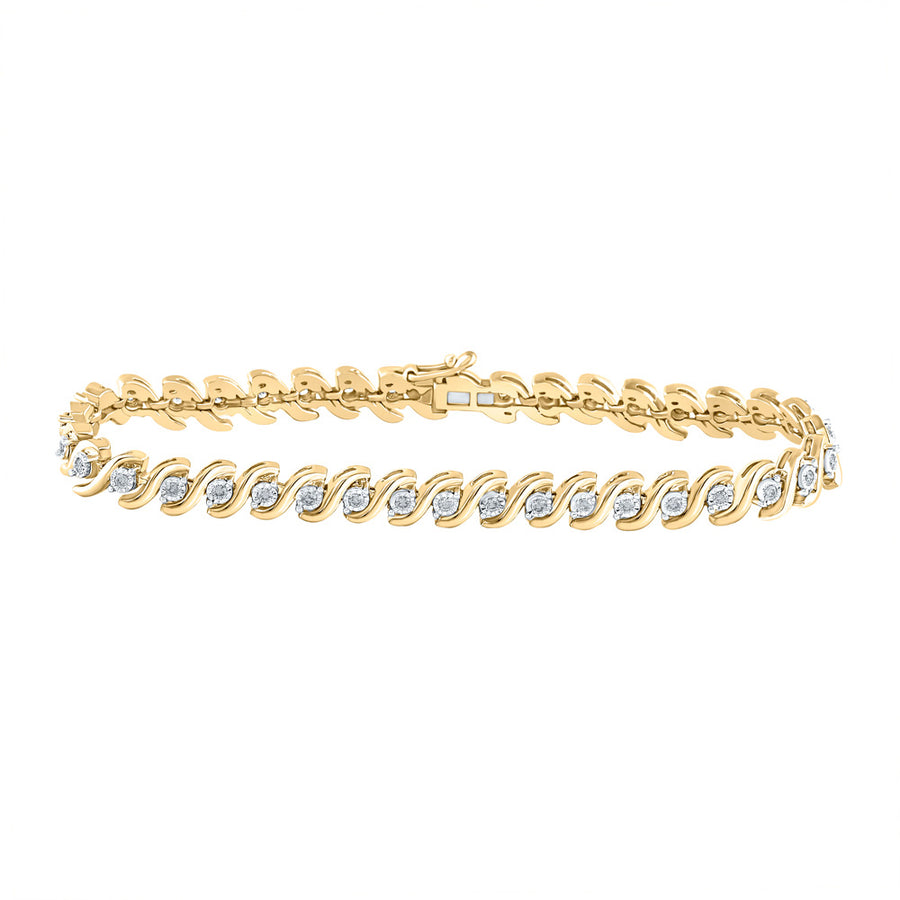 10k Yellow Gold Round Diamond S-link Tennis Bracelet 1/2 Cttw