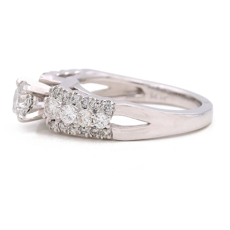 14K White Gold Modern Diamond Bridal with 1.33Tw Round Diamonds - Miral Jewelry