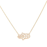 14K Women's Yellow Gold Fashion Necklace with Round Diamonds - Miral Jewelry
