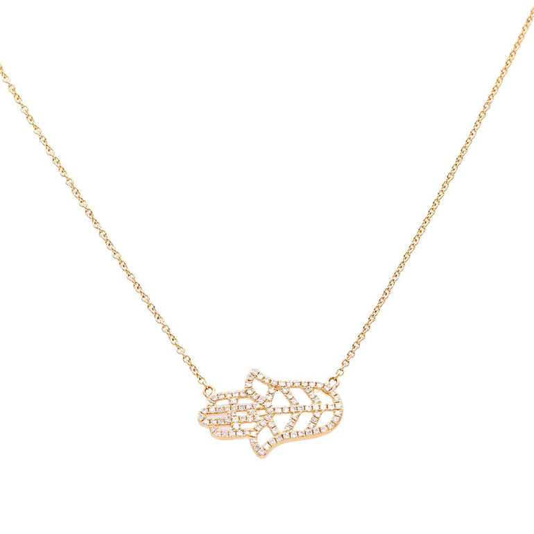 14K Women's Yellow Gold Fashion Necklace with Round Diamonds - Miral Jewelry