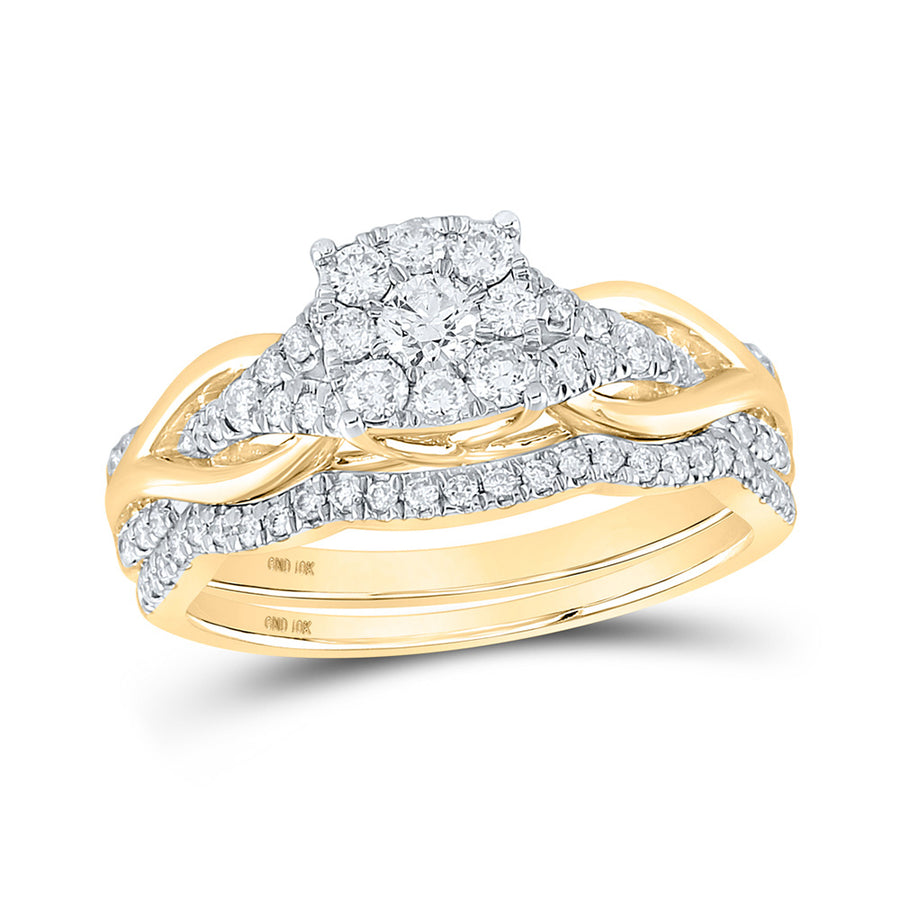 Round Diamond Bridal Wedding Ring Set 5/8 Cttw