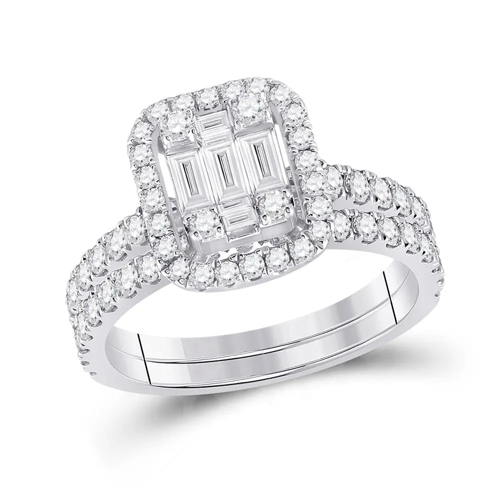 Baguette Diamond Bridal Wedding Ring Set 1-1/2 Cttw Miral Jewelry